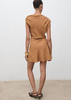Asymmetric draped gown — Burnt Orange 3