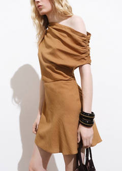 Asymmetric draped gown — Burnt Orange 6