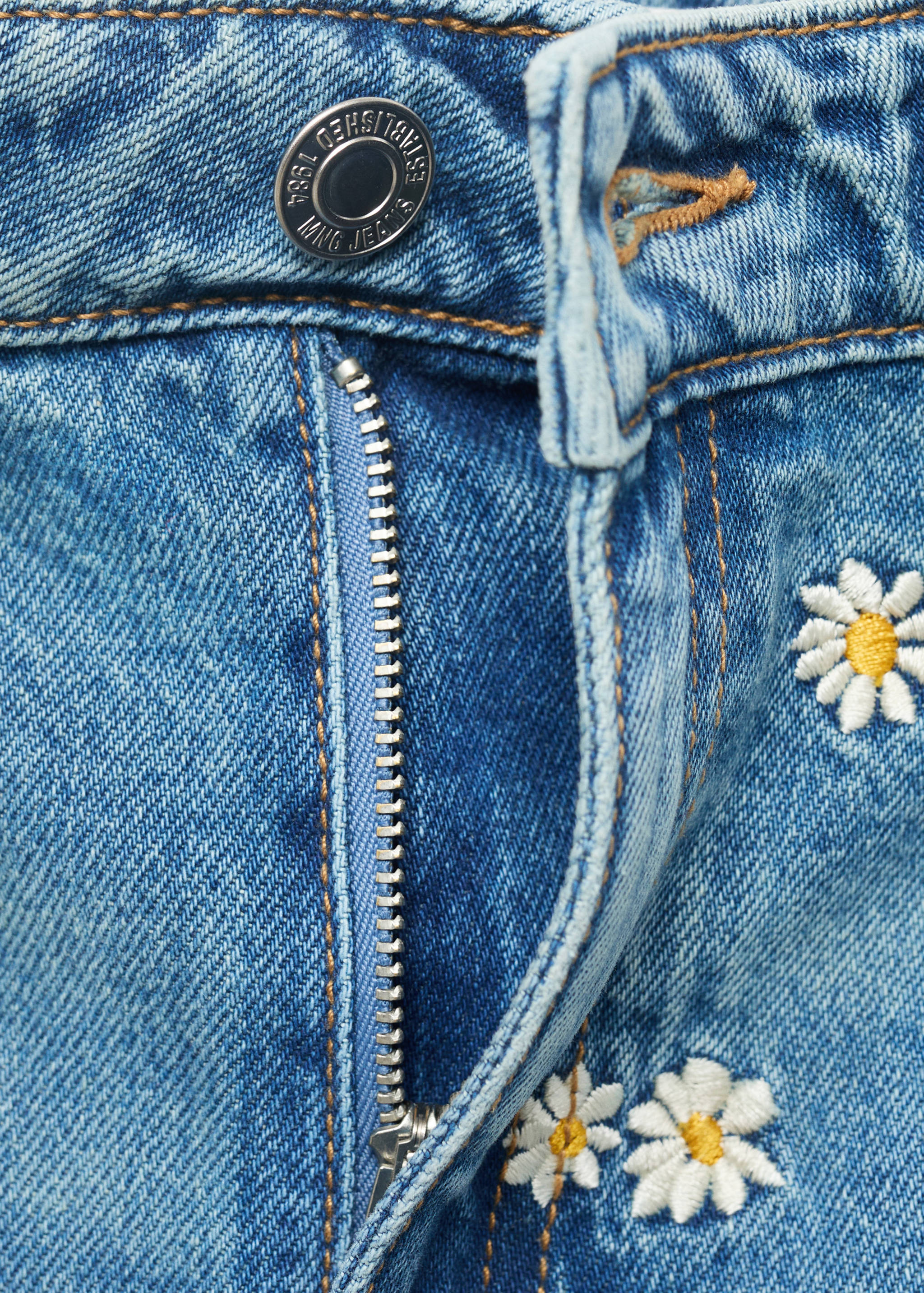 Floral-embroidered denim bermuda shorts - Details of the article 0