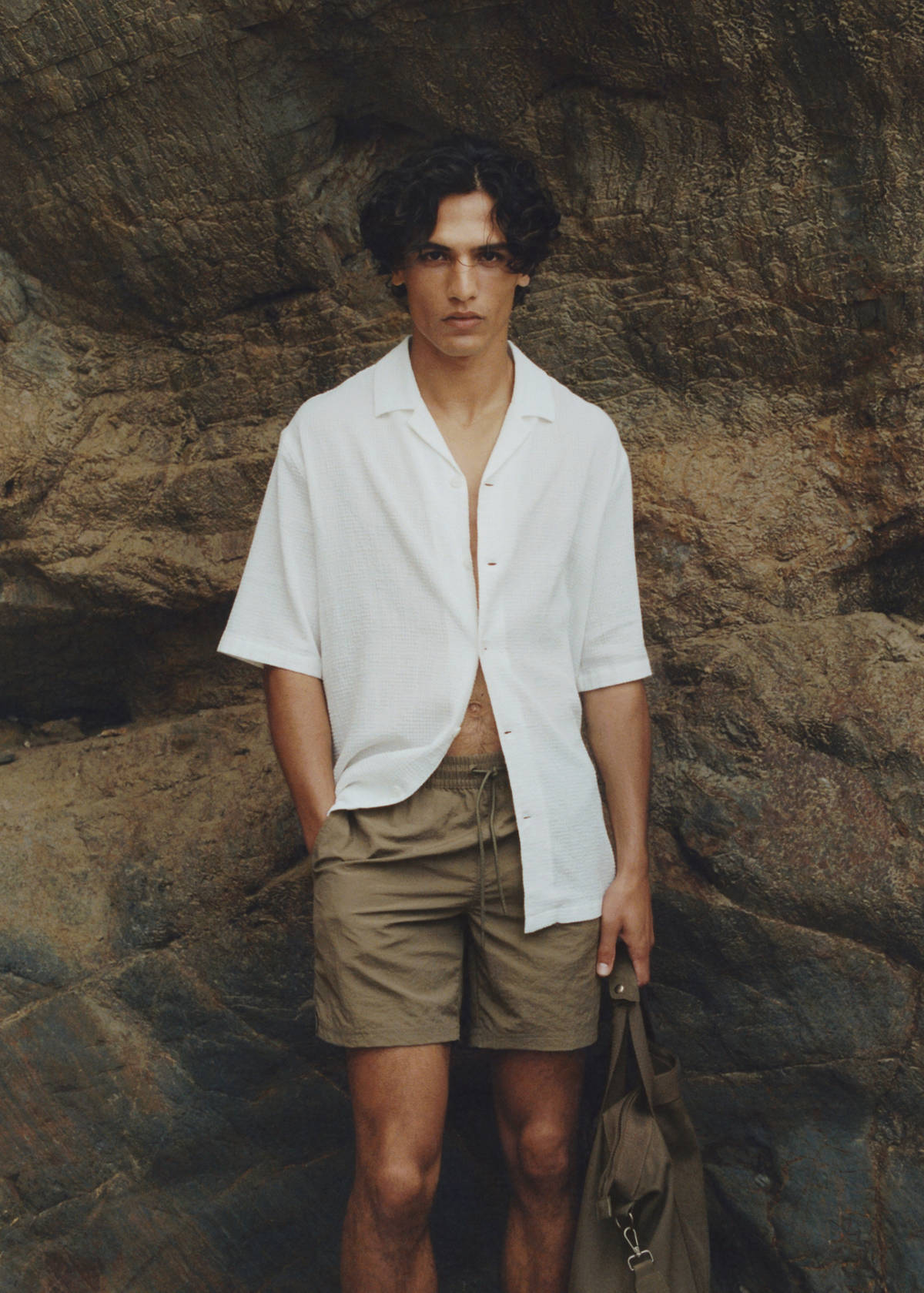 Basic drawstring swimsuit — Khaki