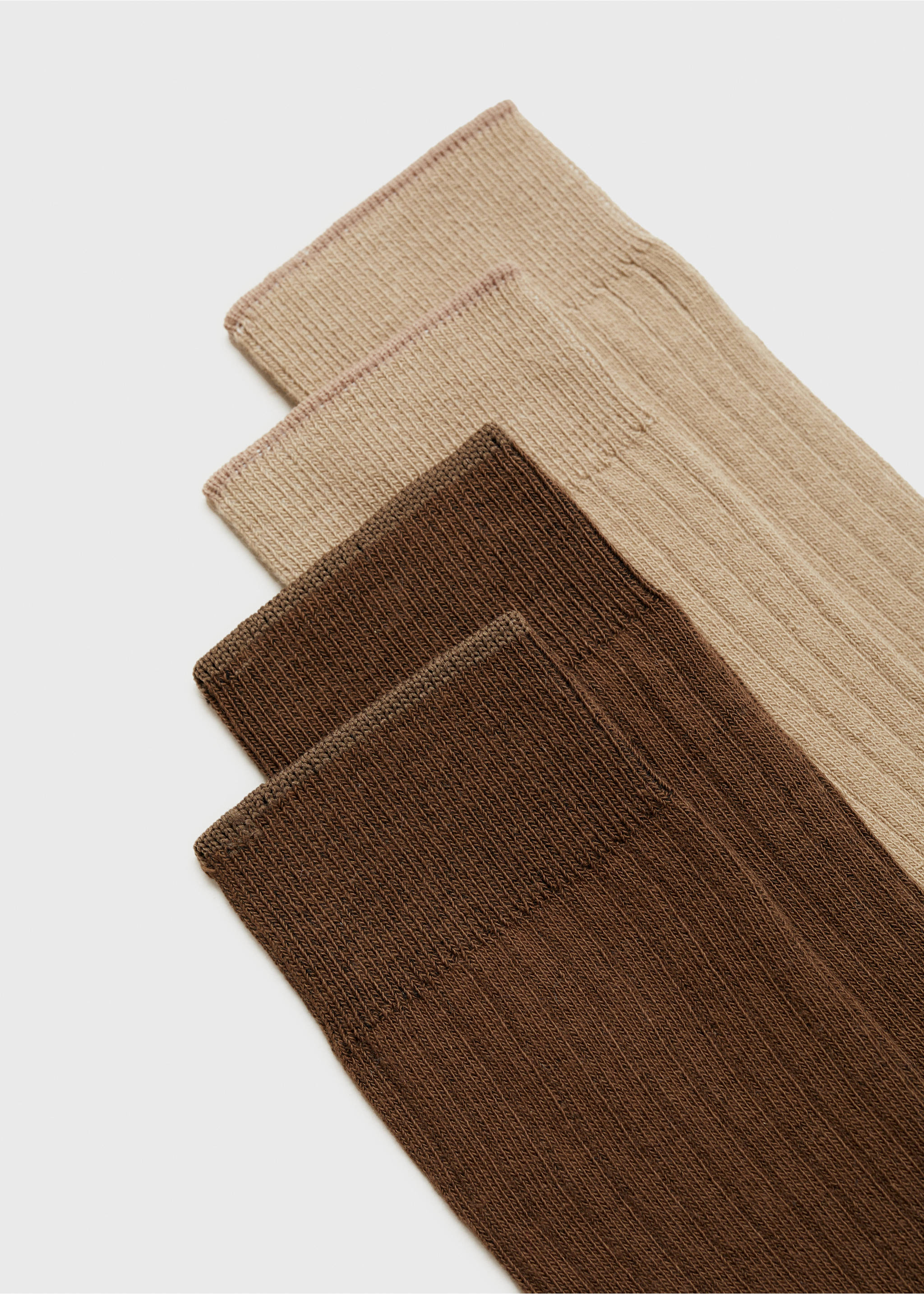 Pack of 2 ribbed cotton socks - Details of the article 8, Beige. Ref: 17081291-00.