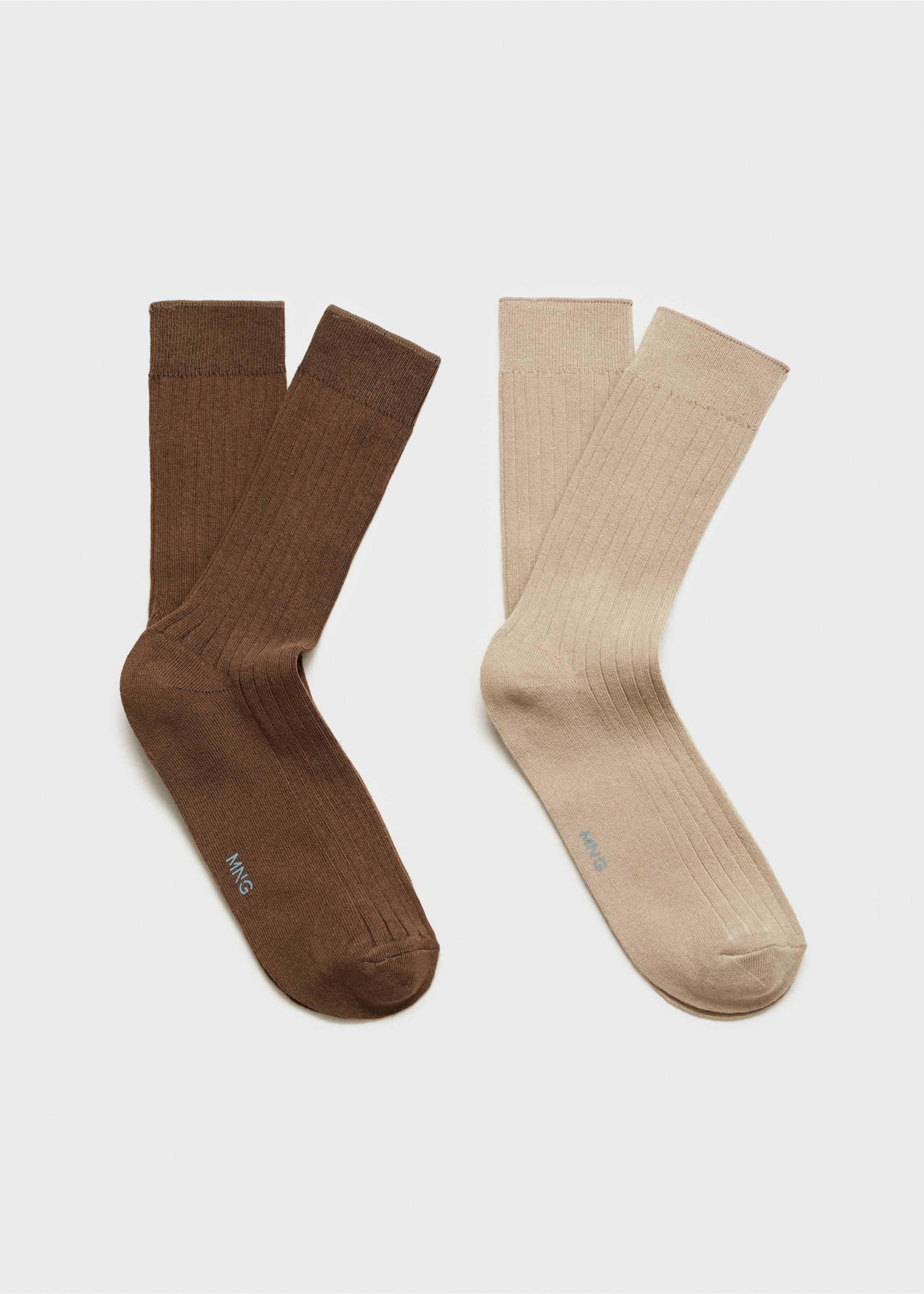 Pack of 2 ribbed cotton socks - Article without model, Beige. Ref: 17081291-00.