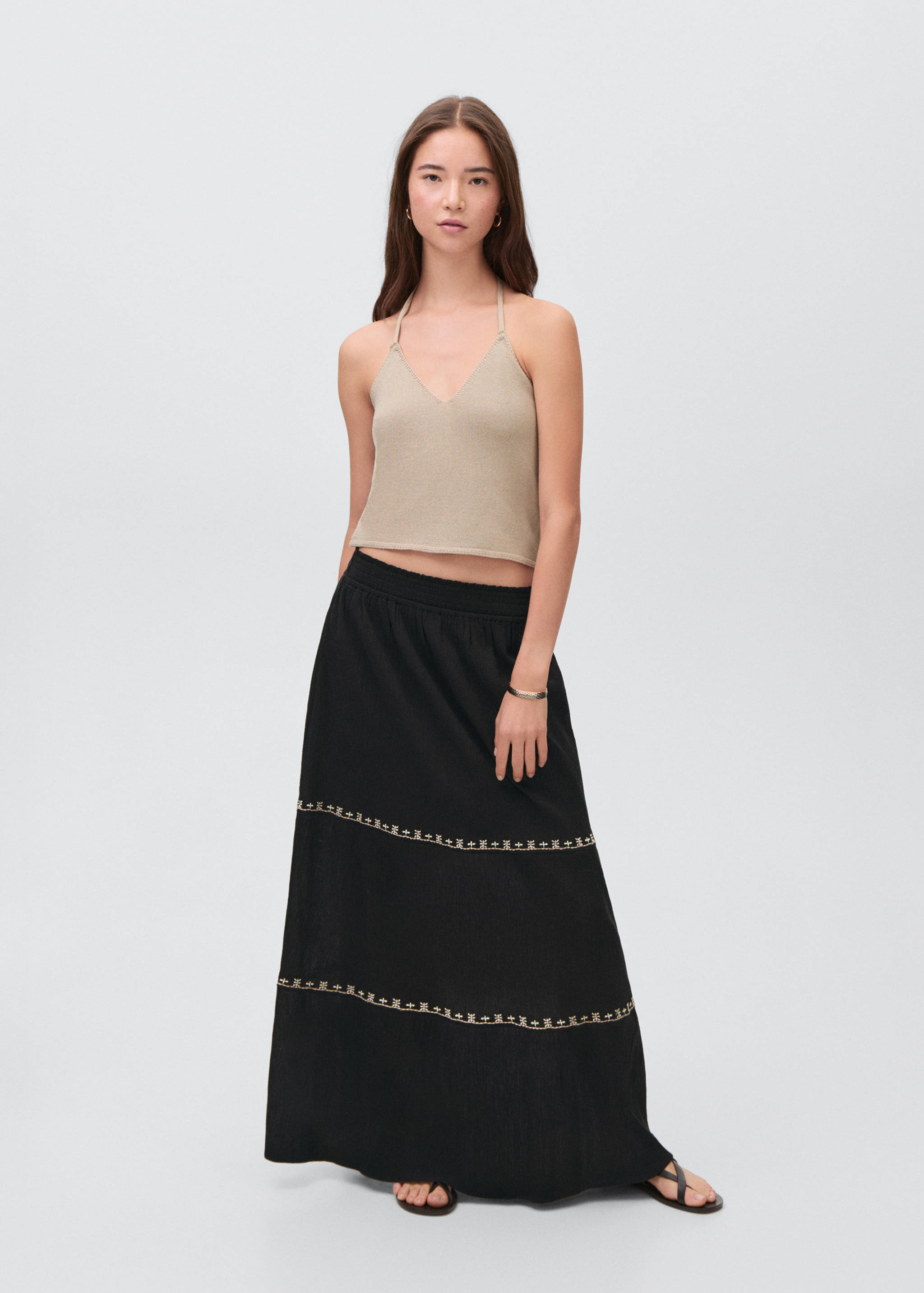 Embroidered long skirt - General plane