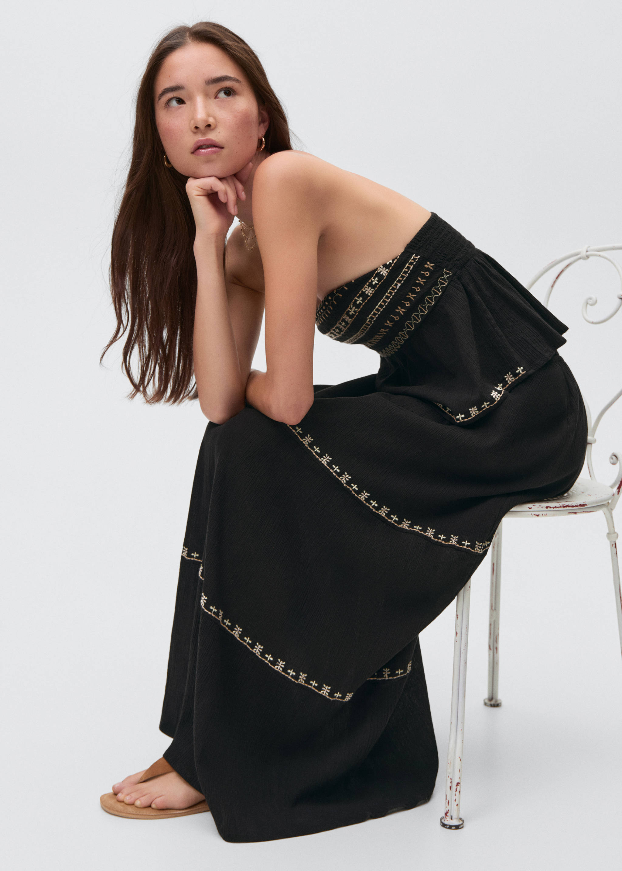 Embroidered long skirt - Details of the article 1