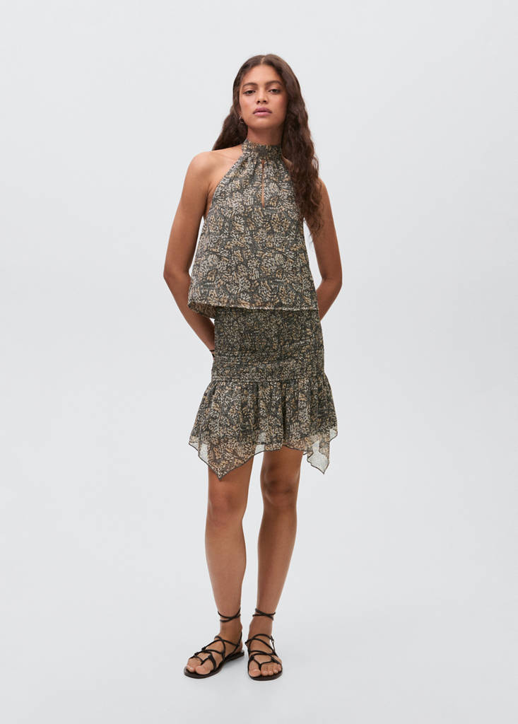 MANGO TEEN - Jupe asymétrique imprimée écru - S - Fille Teen