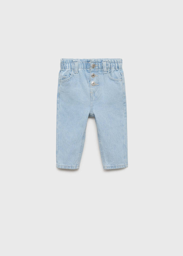 Paper bag jeans with buttons — Light Blue
