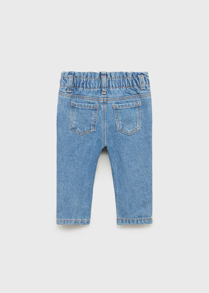 Paper bag jeans with buttons — Medium Blue