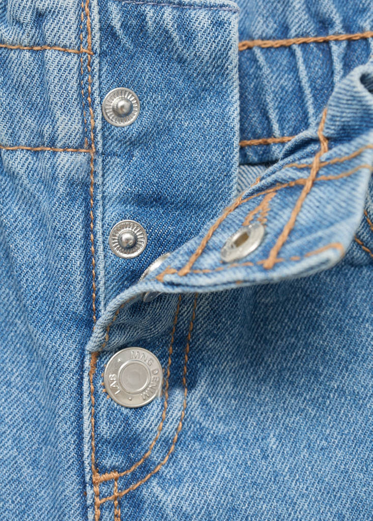 Paper bag jeans with buttons — Medium Blue