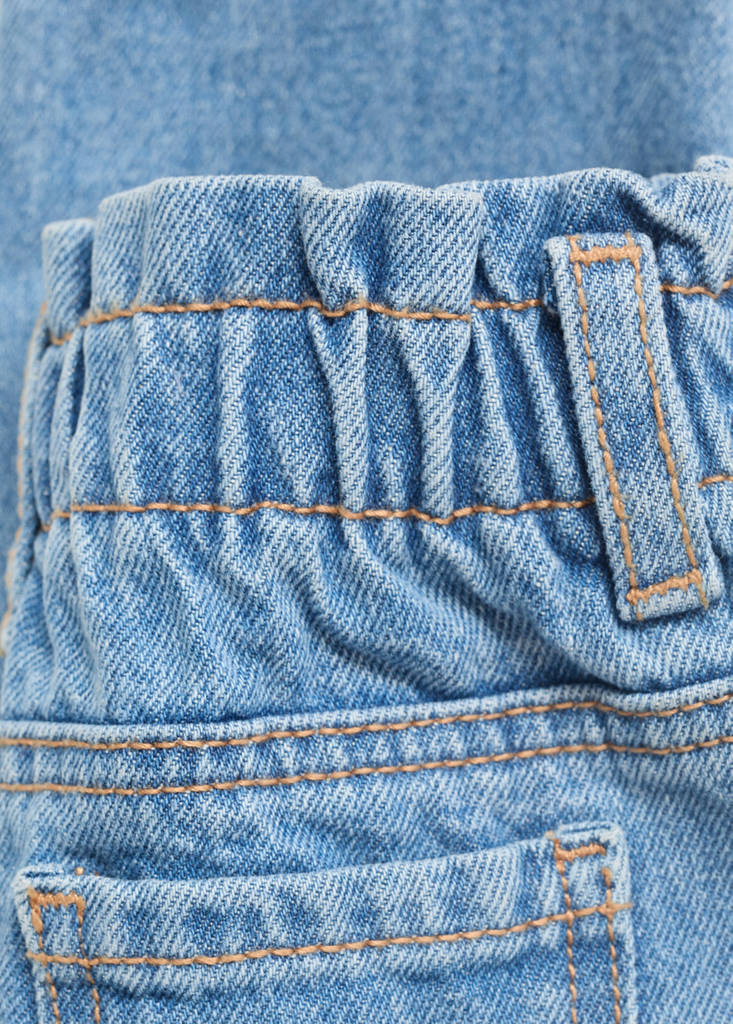 Paper bag jeans with buttons — Medium Blue