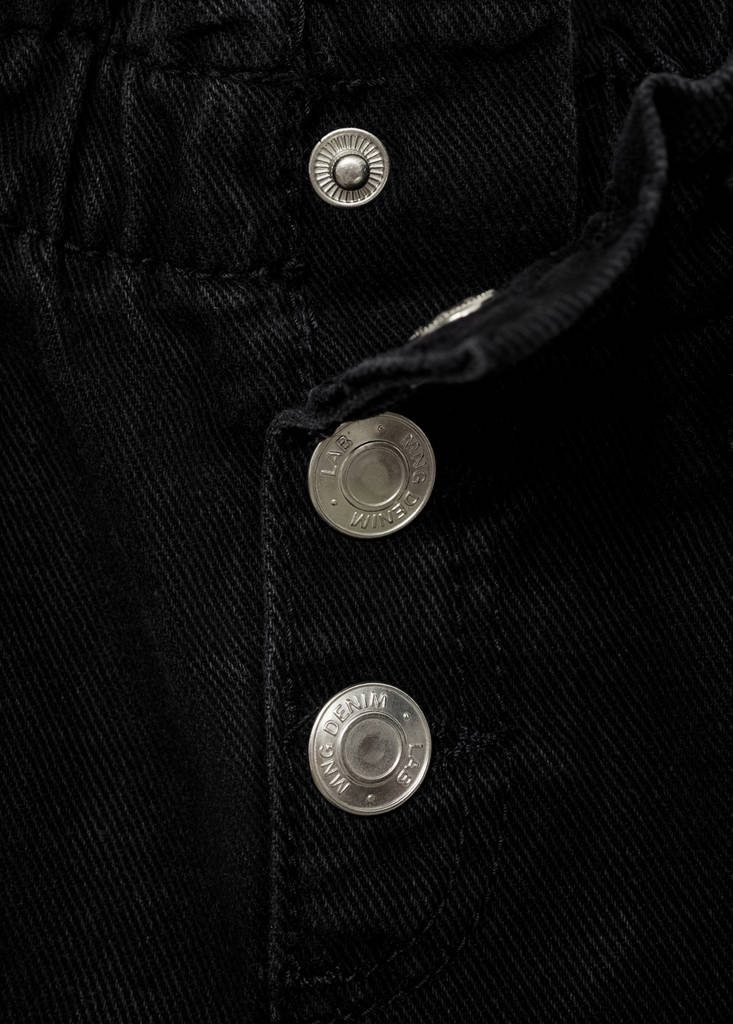 Paper bag jeans with buttons — Black denim