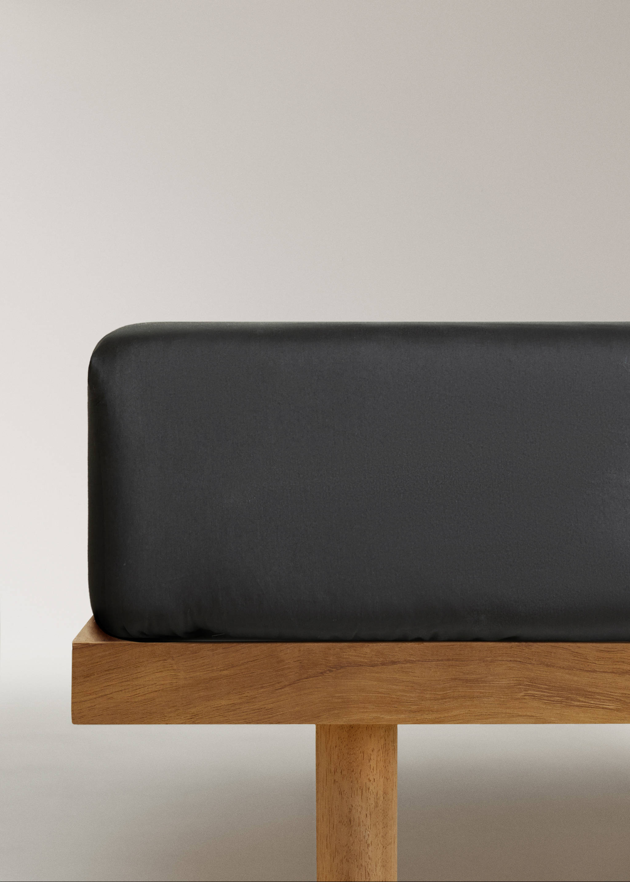 Washed cotton satin fitted sheet for 150/160 cm bed - Article without model