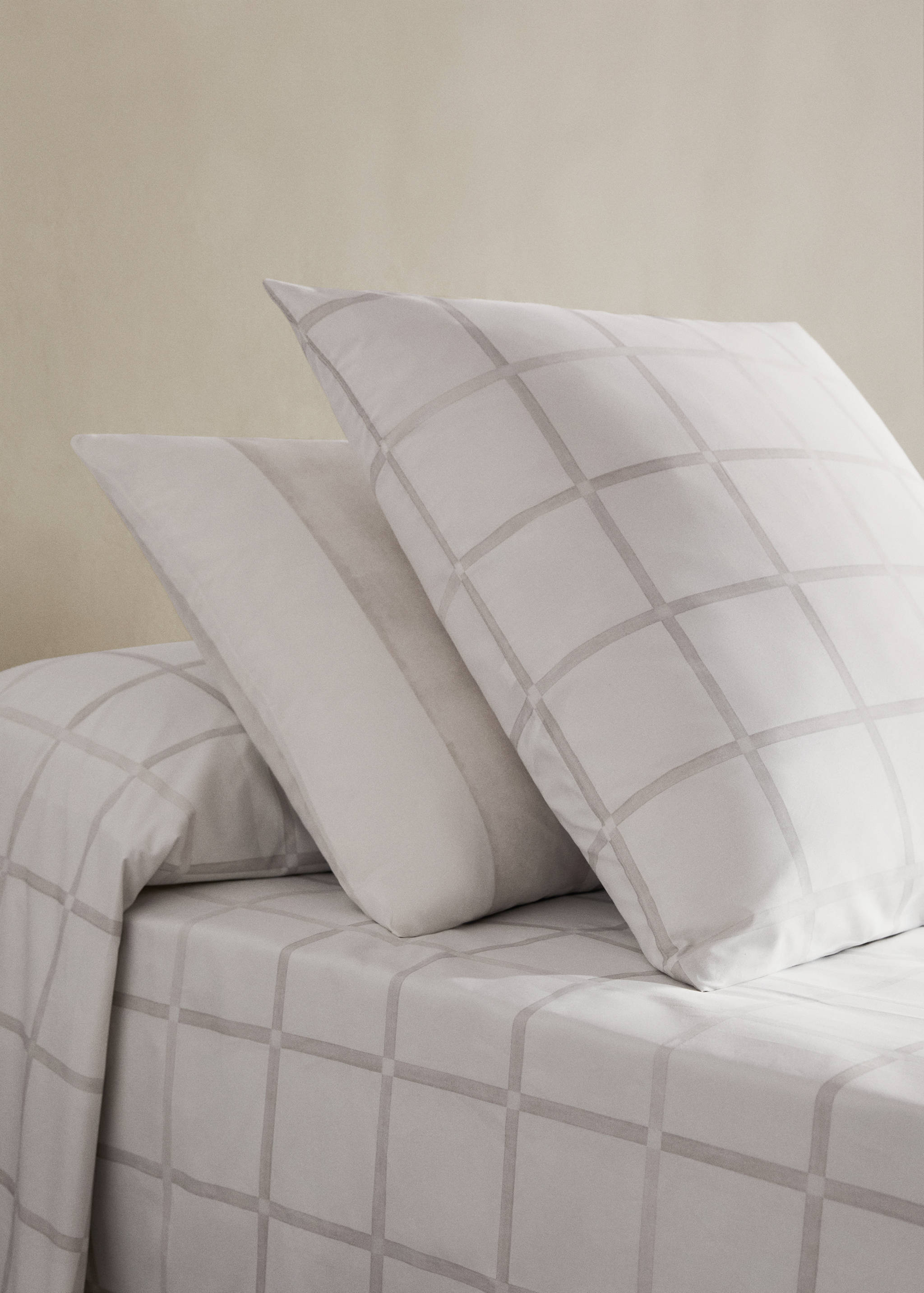 Örngott i bomullspercale med rutigt mönster 45x110 cm - Allmän bild