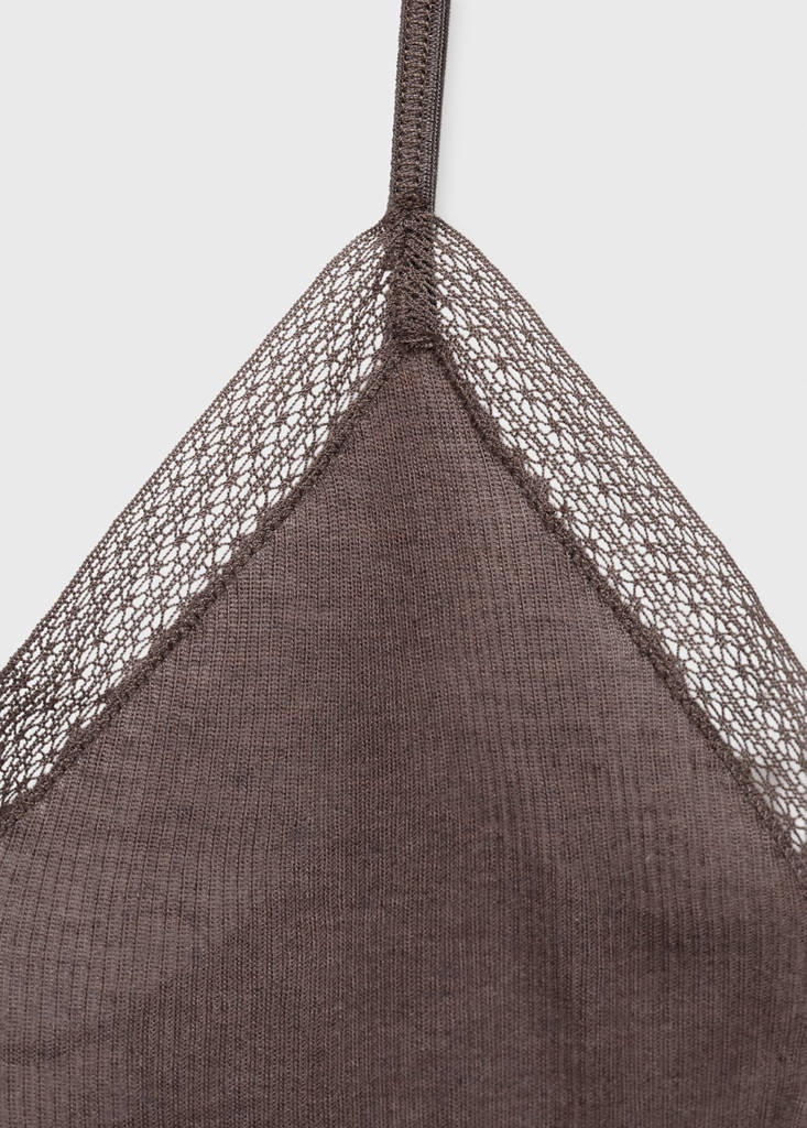 Ribbed pyjama top — Brown