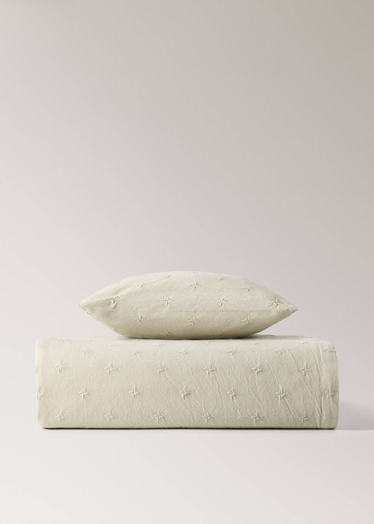 Children’s cotton jacquard cushion cover 40x40 cm — Pastel Green