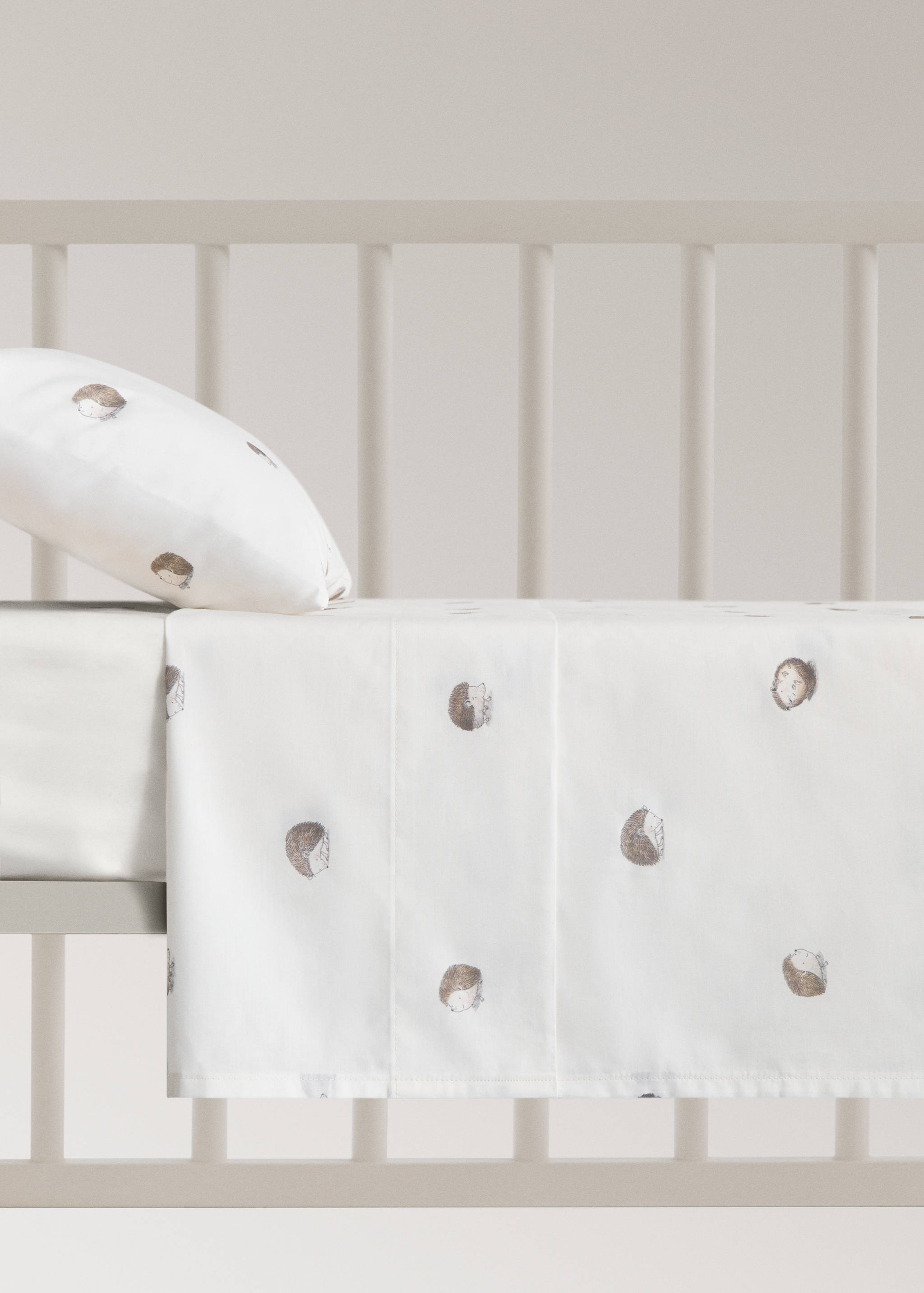 Drap plat berceau coton imprimé hérissons - Article sans modèle