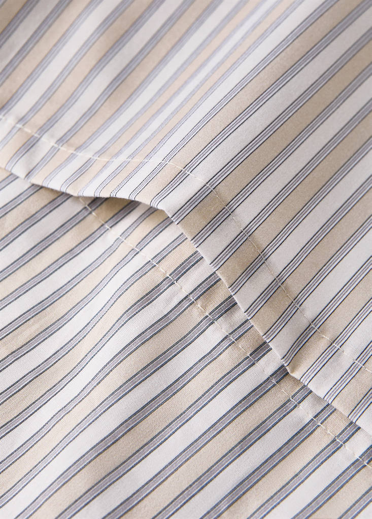 Percale cotton fine-striped duvet cover for cot — Vanilla