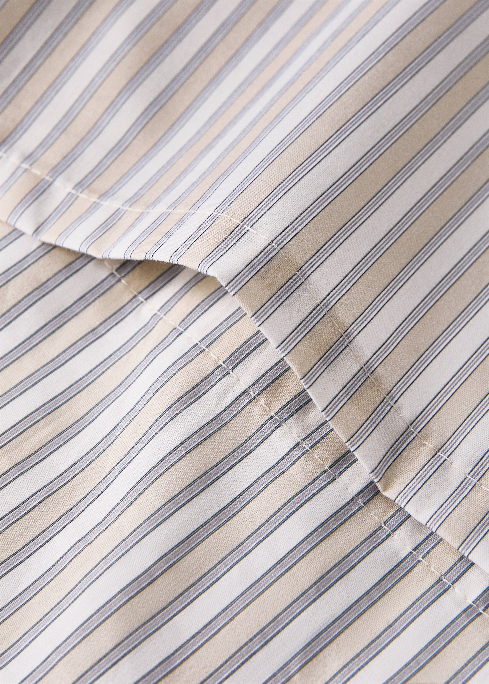 Percale cotton fine-striped duvet cover for cot - Details of the article 1