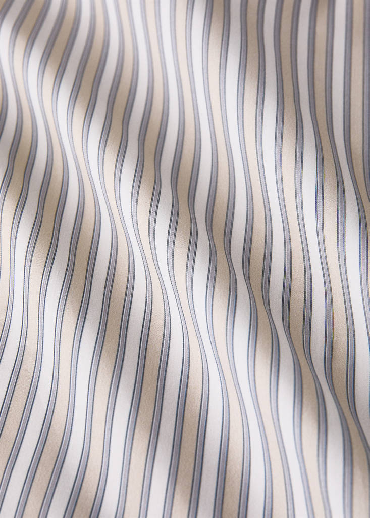 Percale cotton fine-striped duvet cover for cot — Vanilla