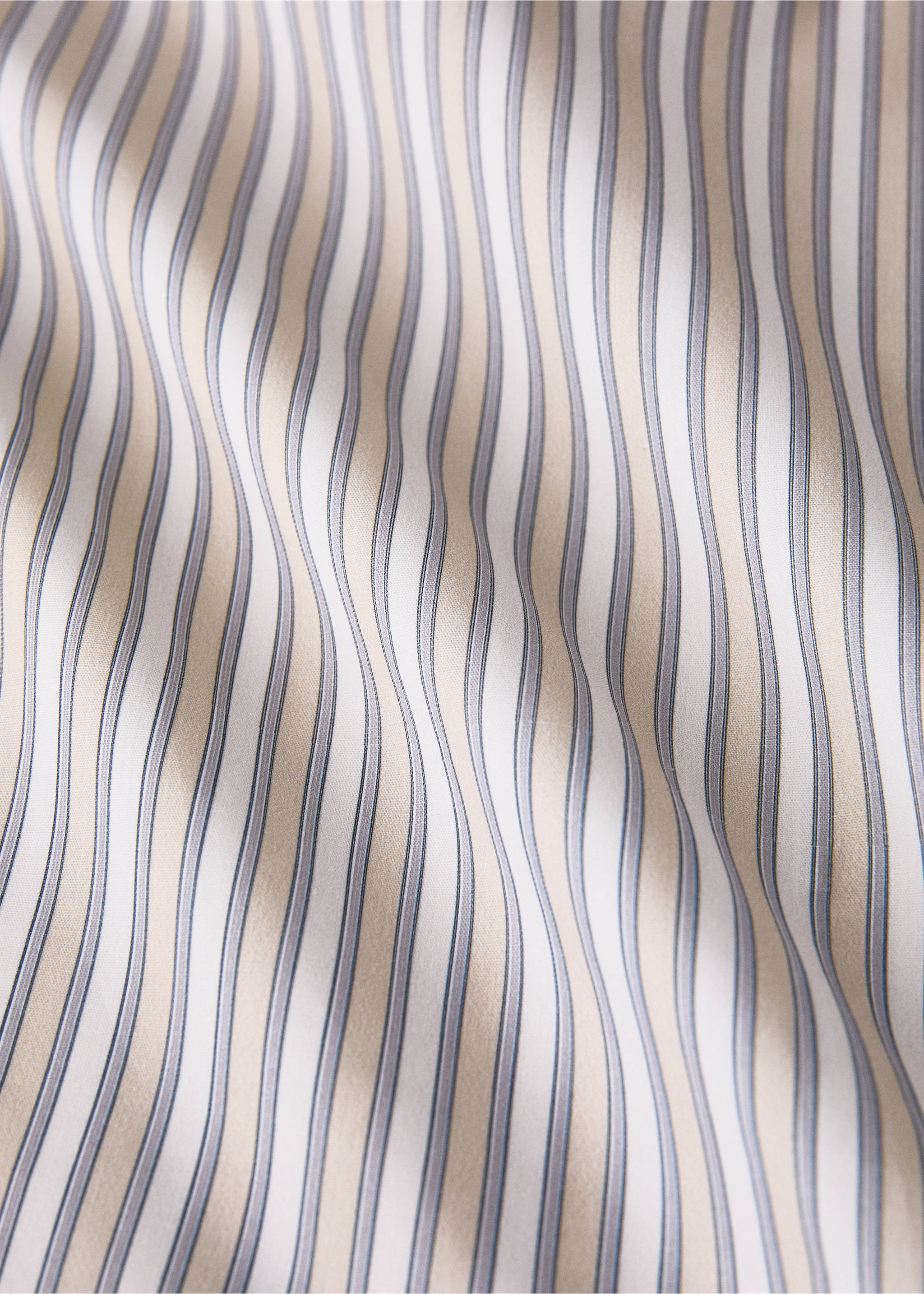 Percale cotton fine-striped duvet cover for cot - Details of the article 2, Vanilla. Ref: 17081551-00.
