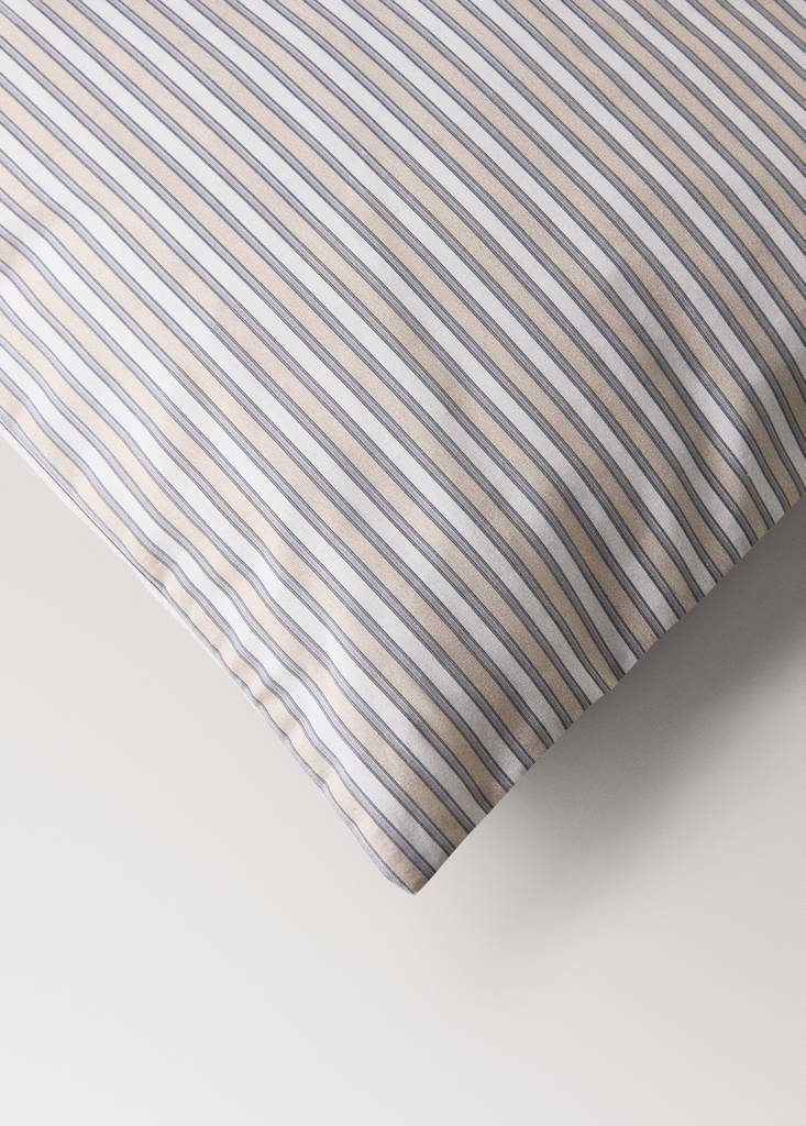 Percale cotton fine-striped duvet cover for cot — Vanilla