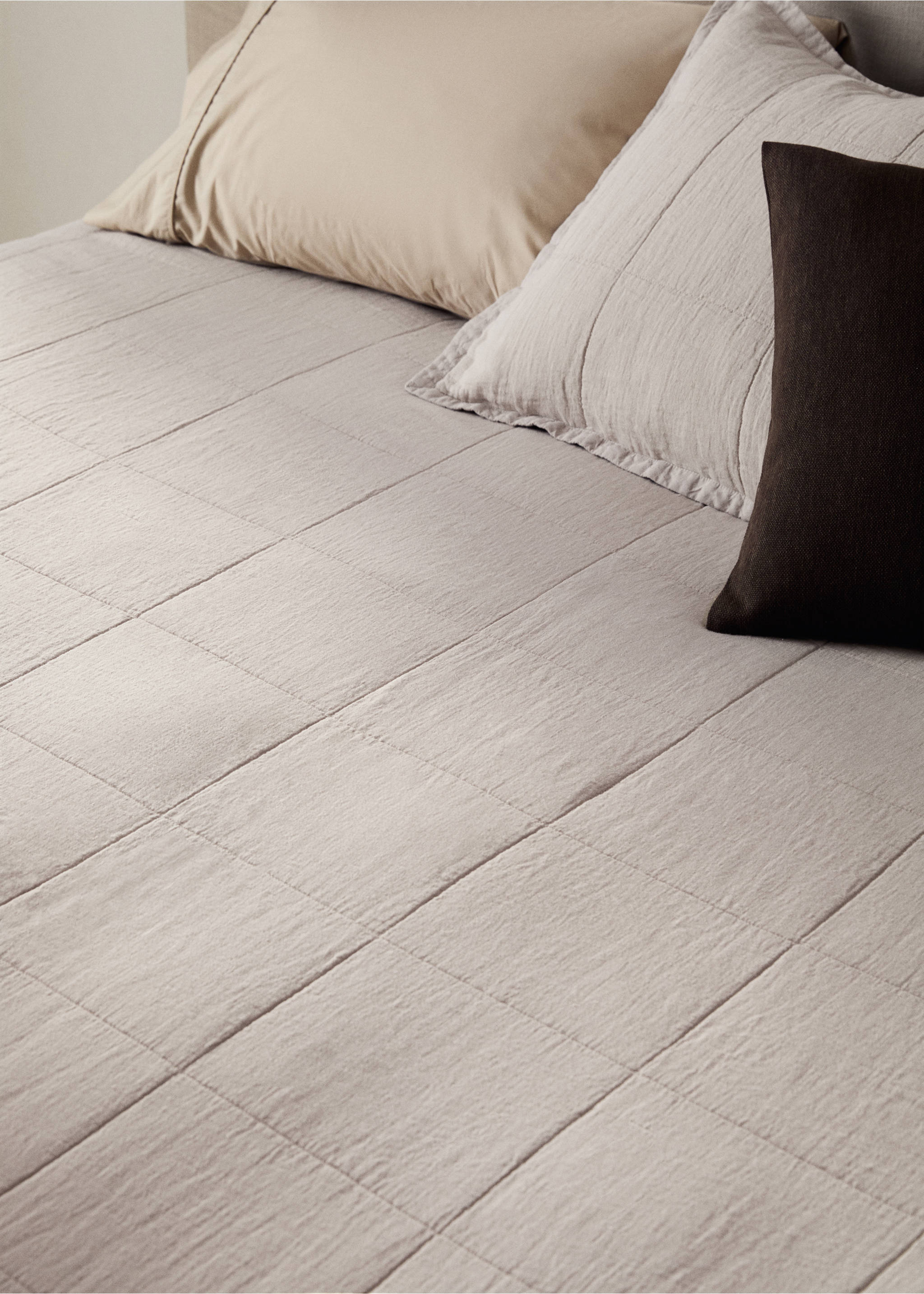 Завивка от пран лен на каре за легло 130/150 см - Данни за артикула 7, Пясък. Ref: 17081557-00.