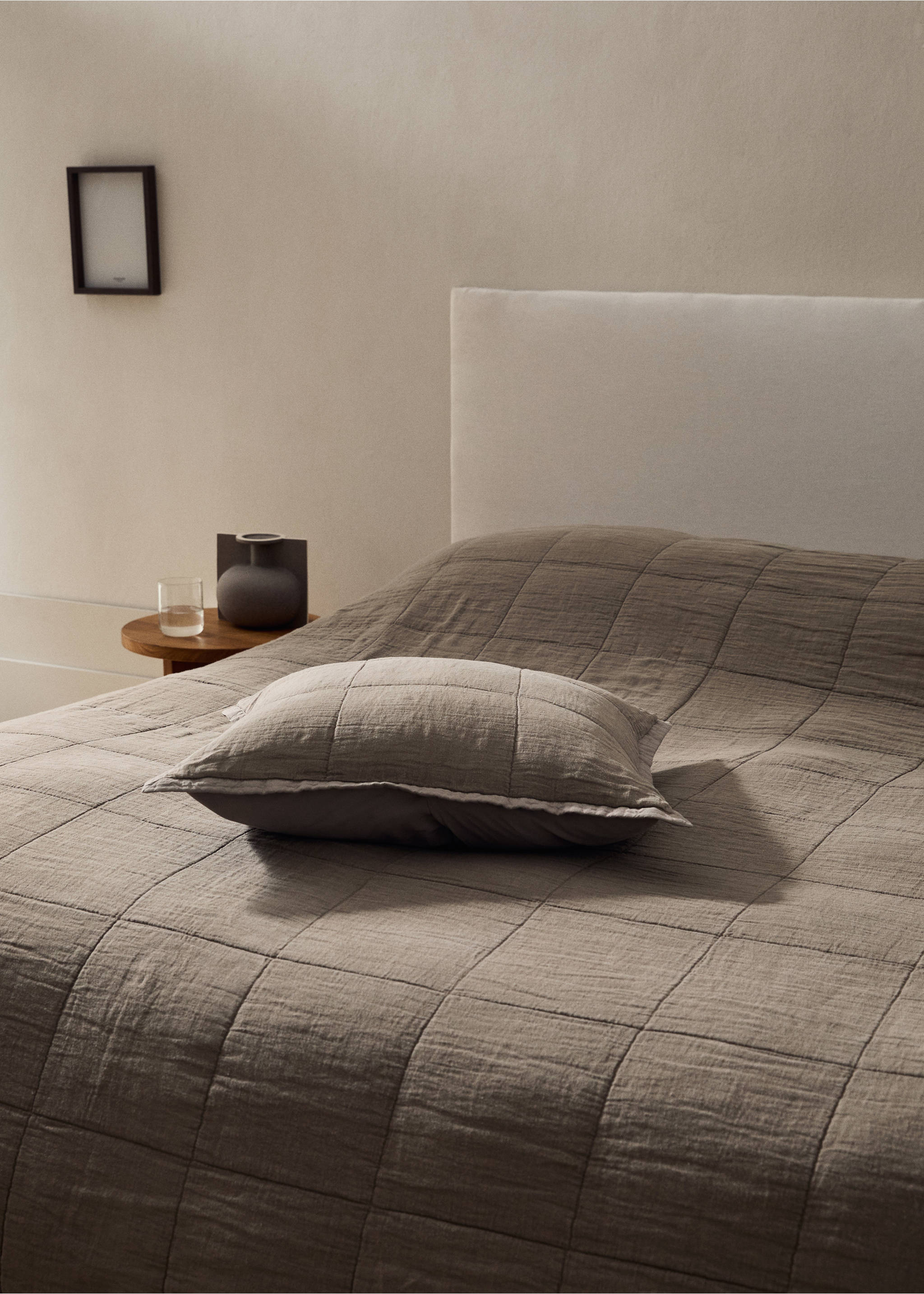 Завивка от пран лен на каре за легло 130/150 см - Данни за артикула 7, Среднокафяво. Ref: 17081557-00.