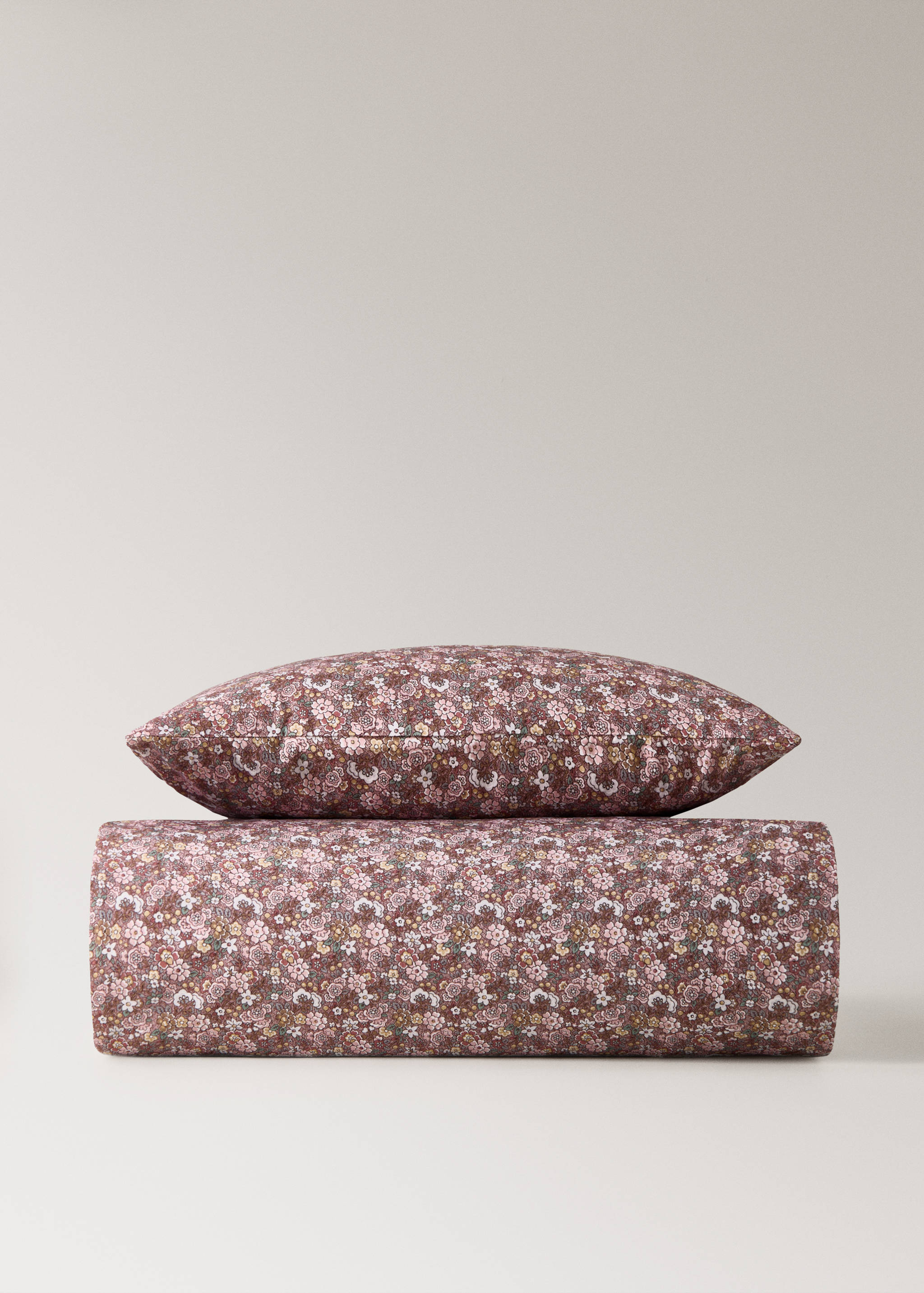 Percale cotton duvet cover with small floral print for cot - Article without model