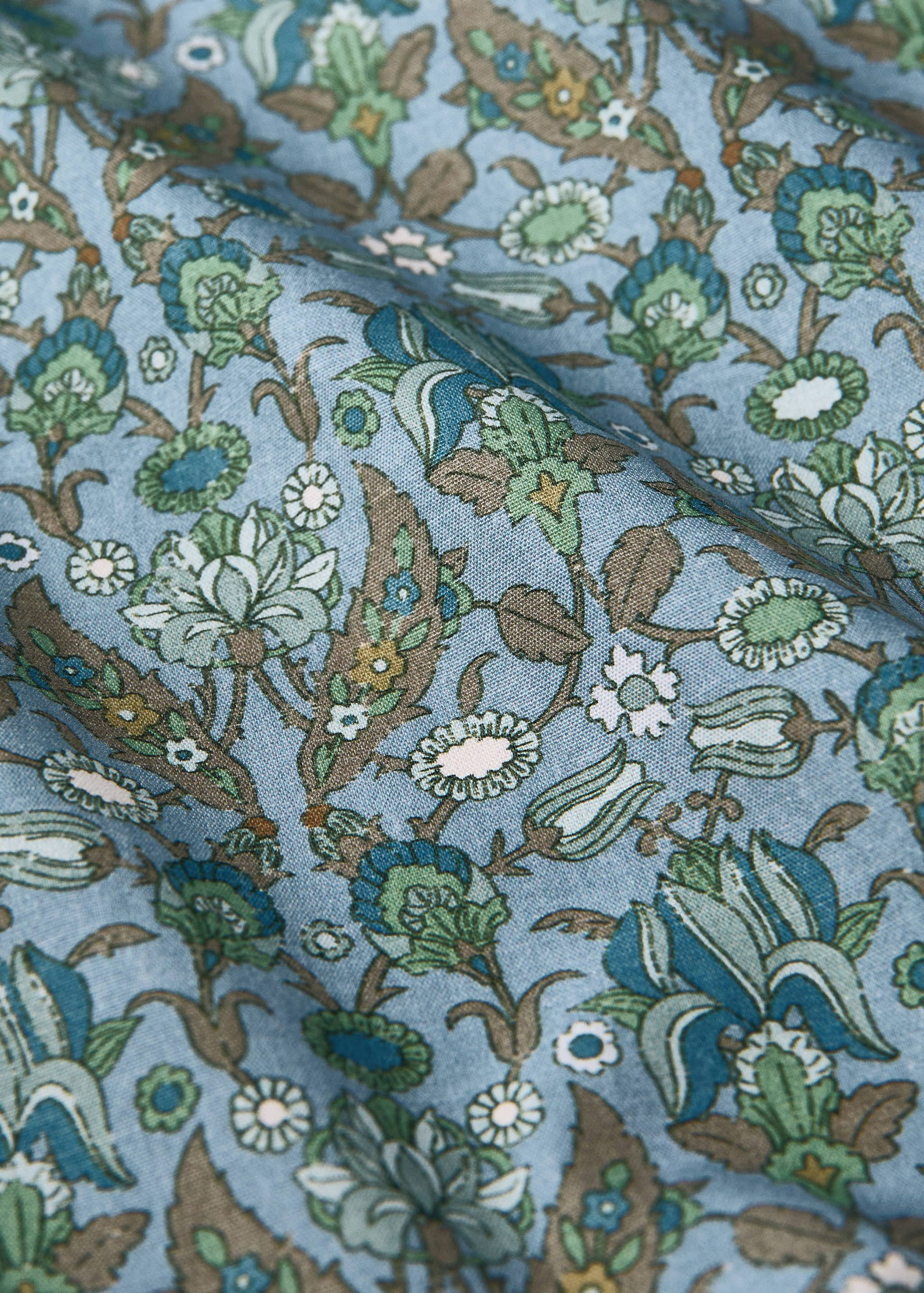 Percale cotton fitted sheet with small floral print for cot - Details of the article 2