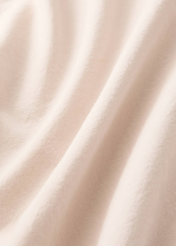Washed cotton double-stitched top sheet for cot — Ecru