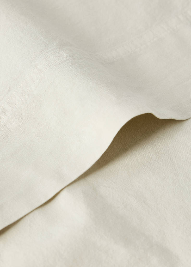 Washed cotton double-stitched top sheet for cot — Pastel Green