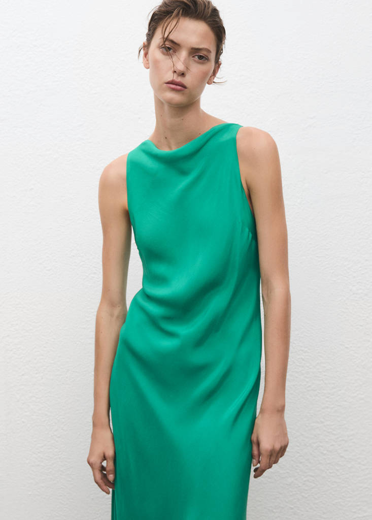 Long satin dress — Green