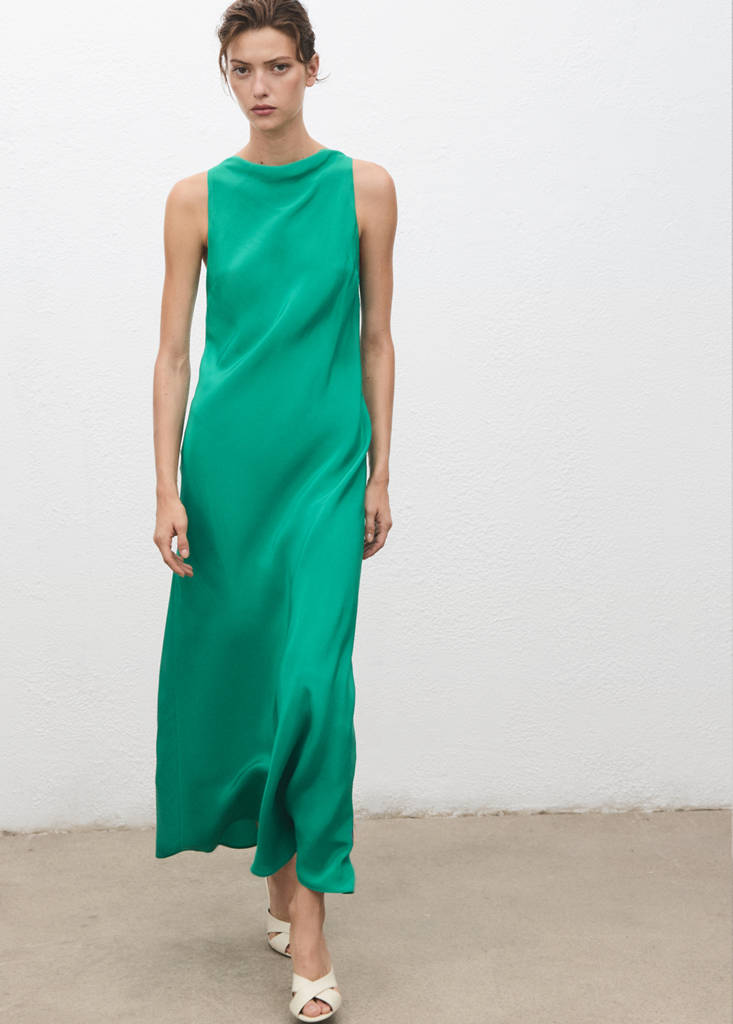 Long satin dress — Green