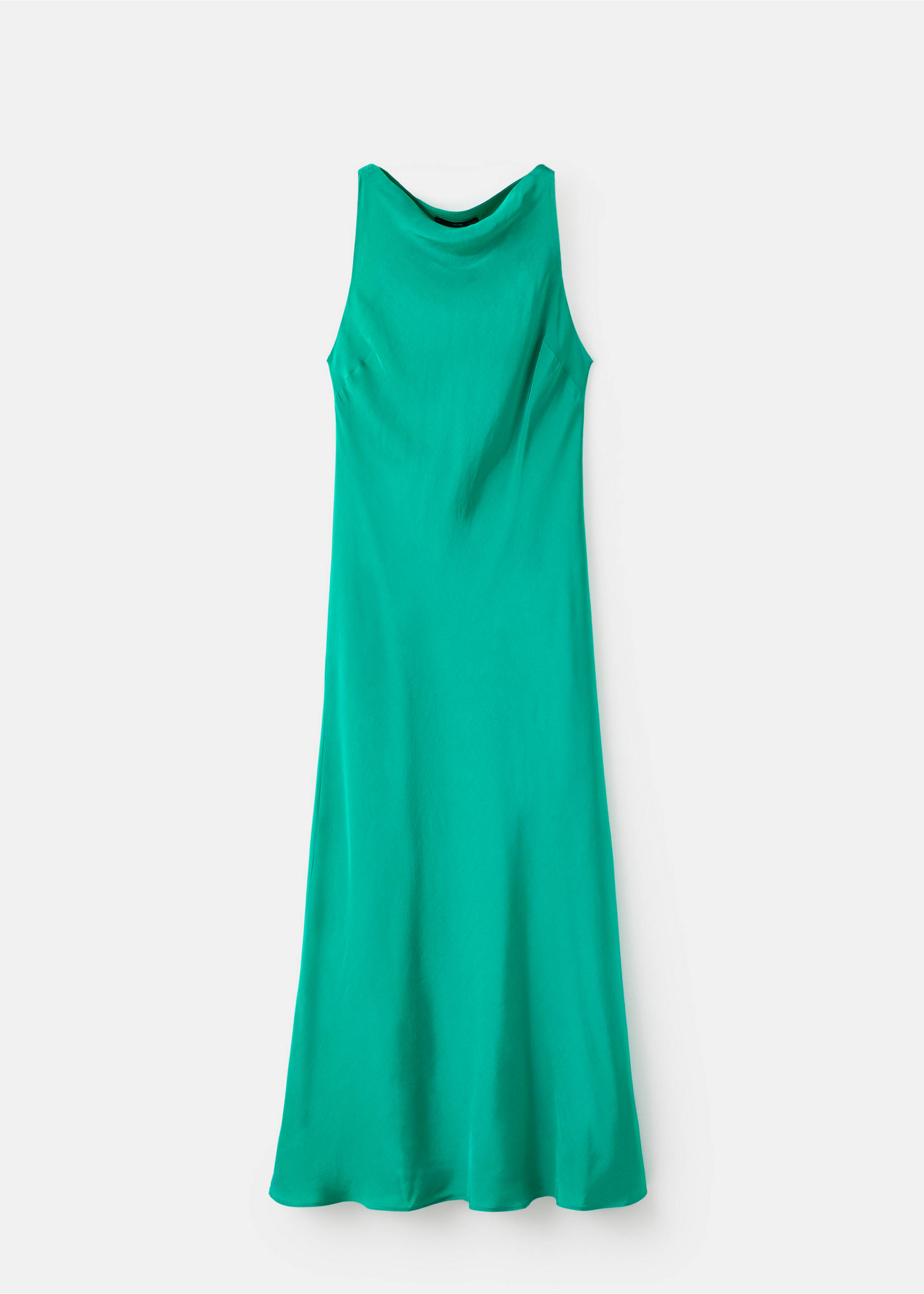 Long satin dress - Article without model, Green. Ref: 17081565-00.