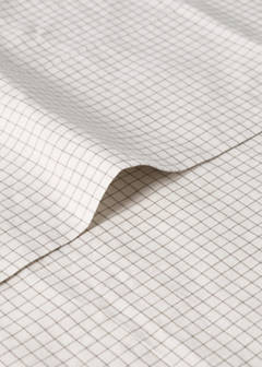 Cotton mini-check bed sheet and pillow set for cot — Ecru 2