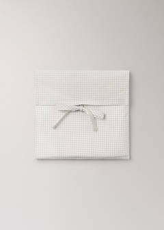 Cotton mini-check bed sheet and pillow set for cot — Ecru 3
