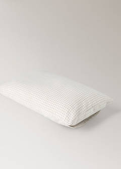 Cotton mini-check bed sheet and pillow set for cot — Ecru 5
