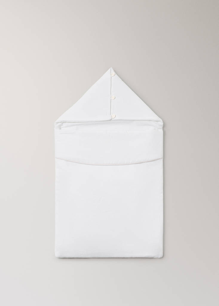 Fußsack aus Baumwolle mit Reißverschluss und Detail — Weiß