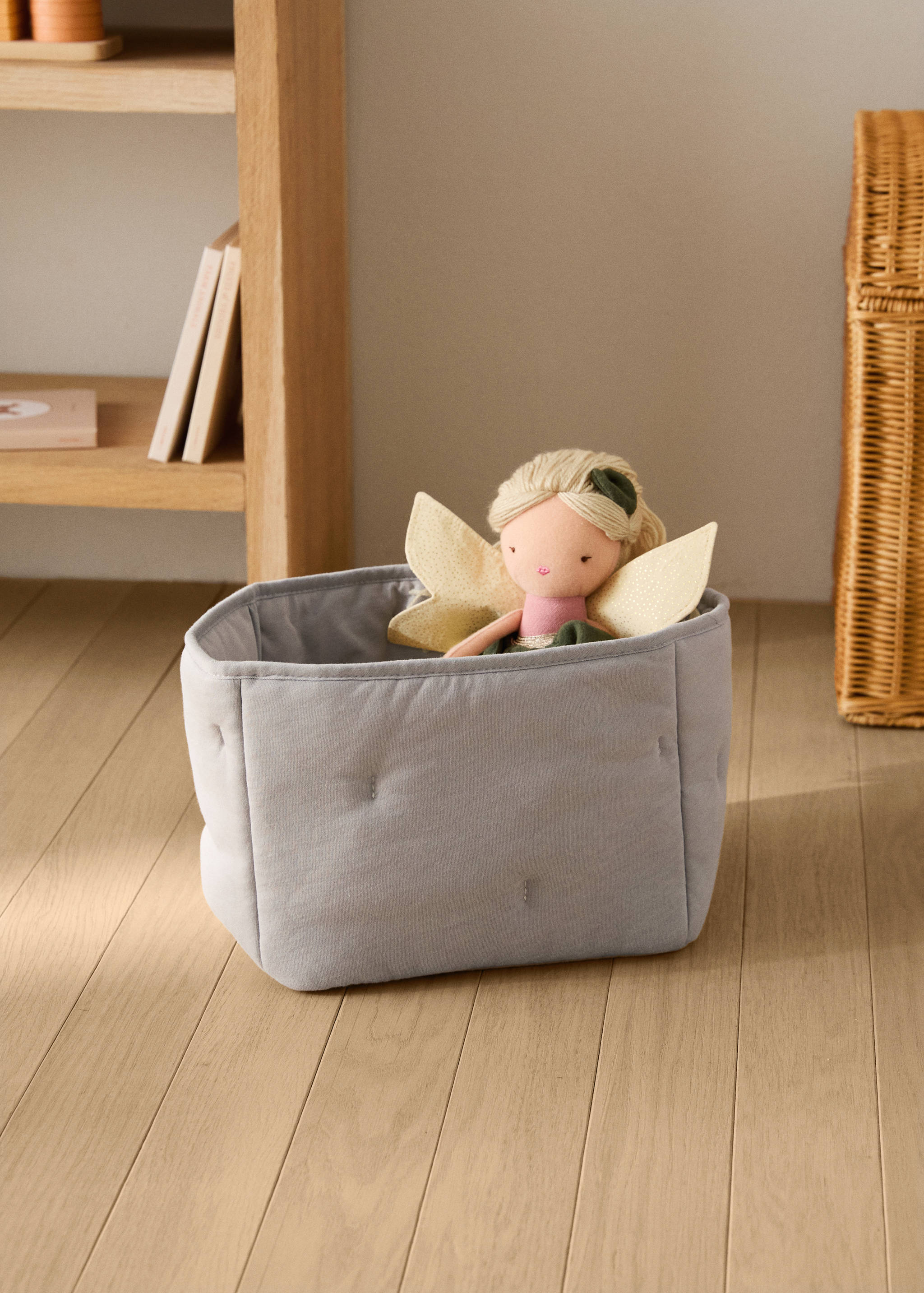 Cesto de algodão acolchoada tamanho médio - Plano geral