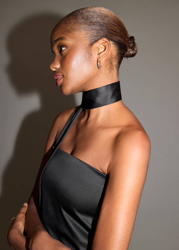 Midi-dress with waist tie — Black