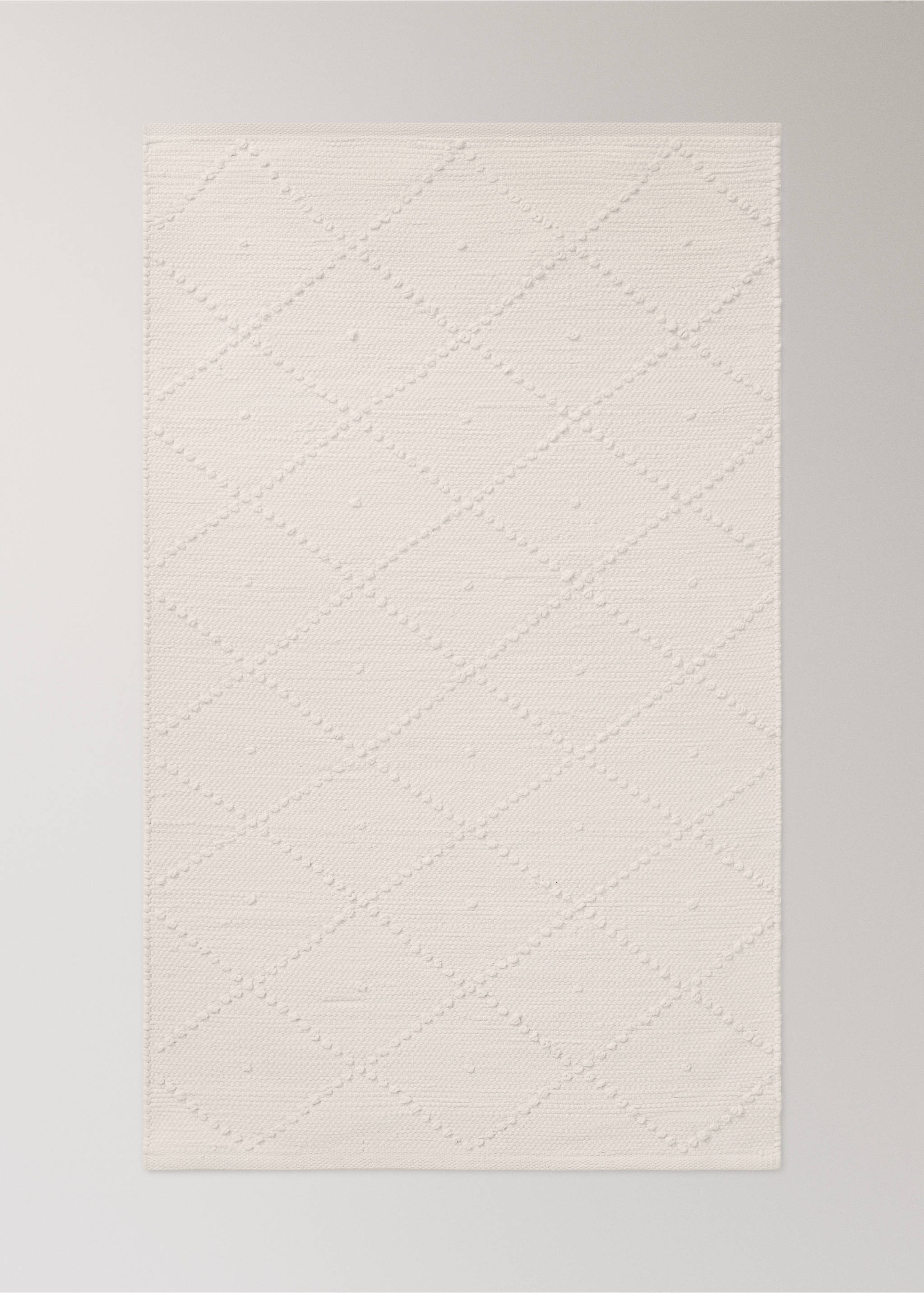 Children's cotton rug with diamond pattern and pom-poms - Article without model, Off White. Ref: 17081588-00.