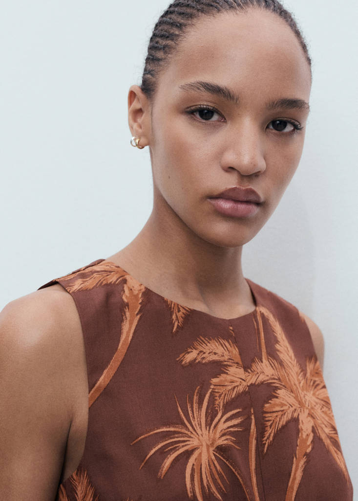 Lyocell jumpsuit with cut-out and knot detail — Brown