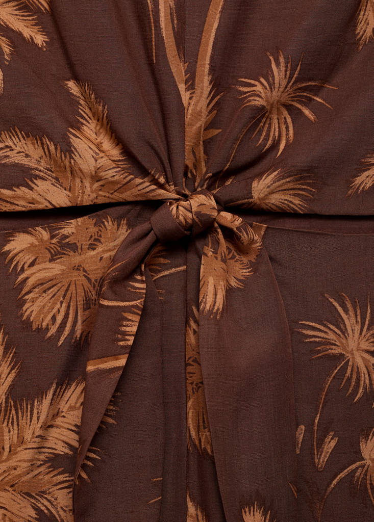 Lyocell jumpsuit with cut-out and knot detail — Brown