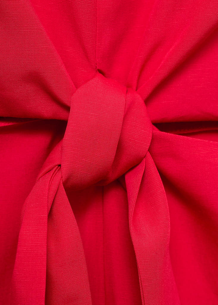 Lyocell jumpsuit with cut-out and knot detail — Red