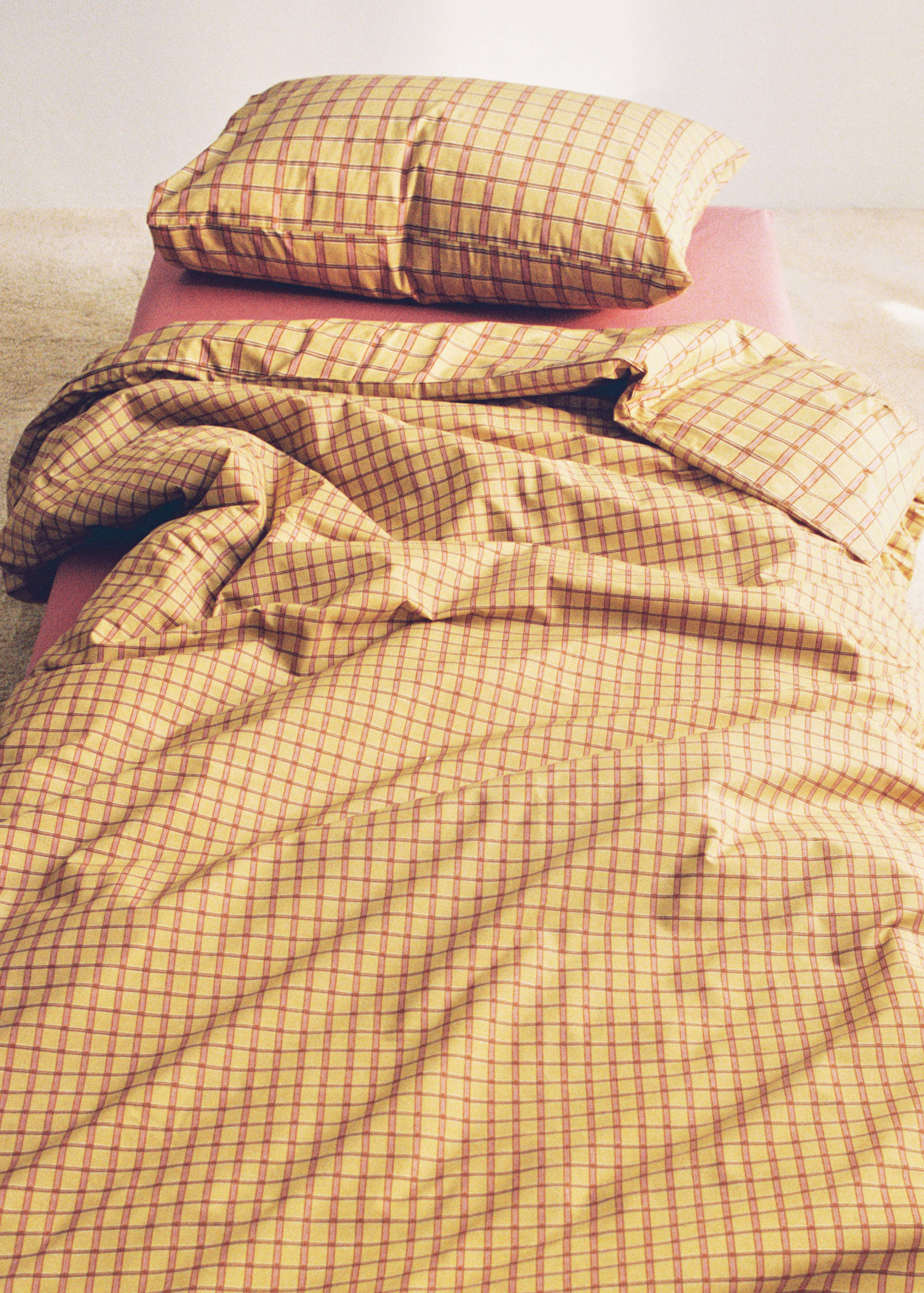 Dwustronna dziecięca poszwa na kołdrę z bawełnianego perkalu w kratkę na łóżko 90 cm - Szczegóły artykułu 6