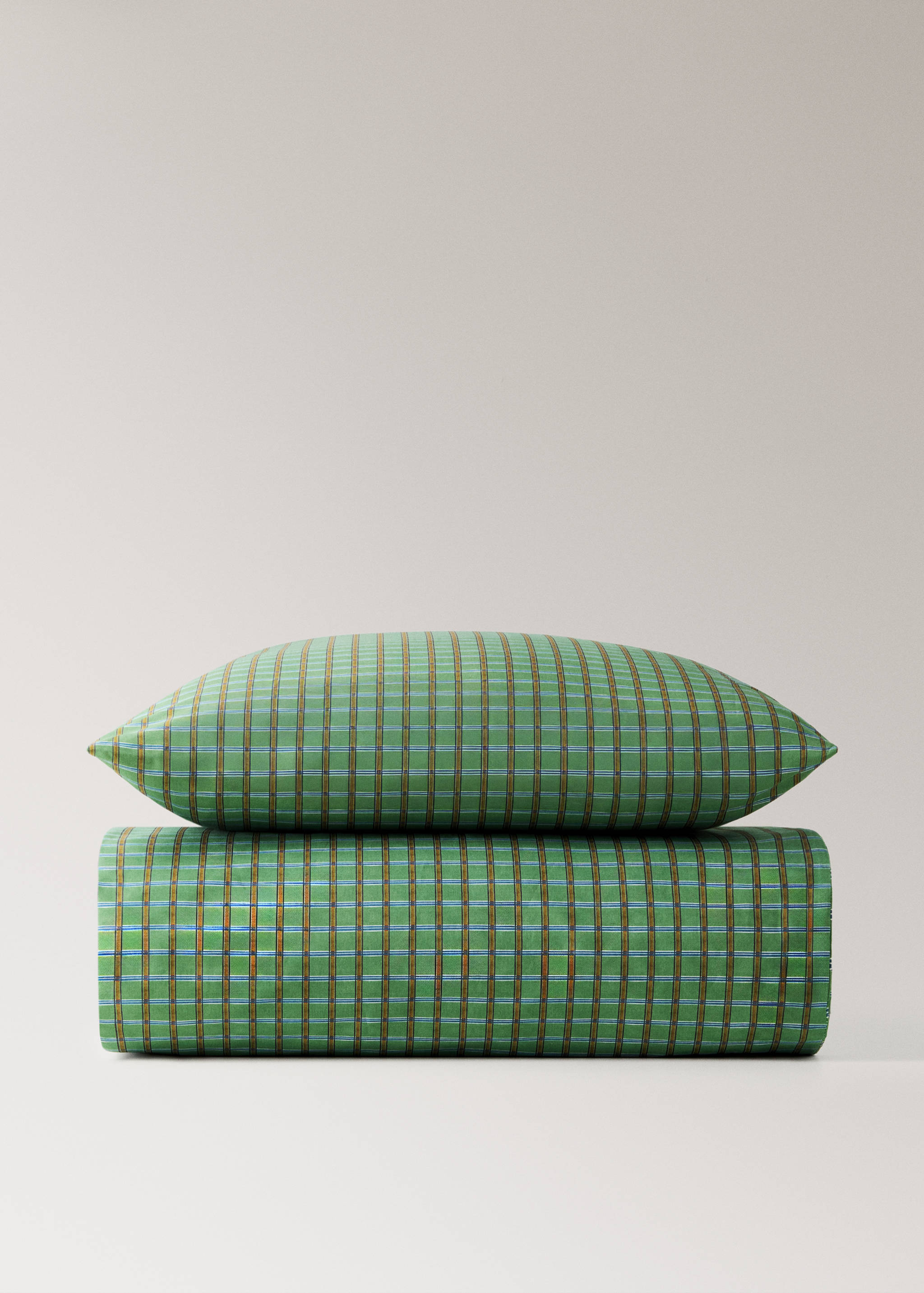 Dwustronna dziecięca poszwa na kołdrę z bawełnianego perkalu w kratkę na łóżko 90 cm - Artykuł bez modela/modelki