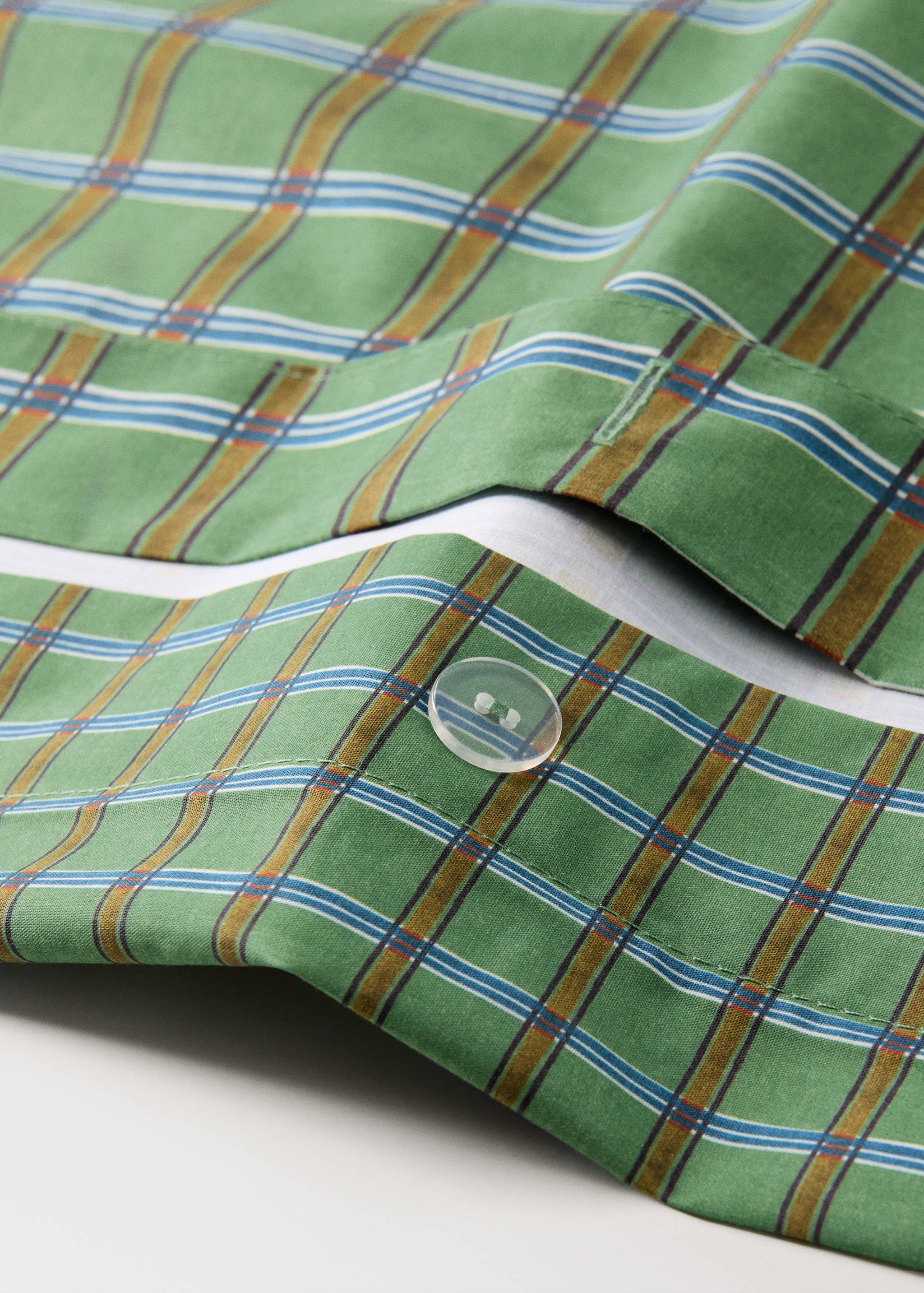 Dwustronna dziecięca poszwa na kołdrę z bawełnianego perkalu w kratkę na łóżko 90 cm - Szczegóły artykułu 1