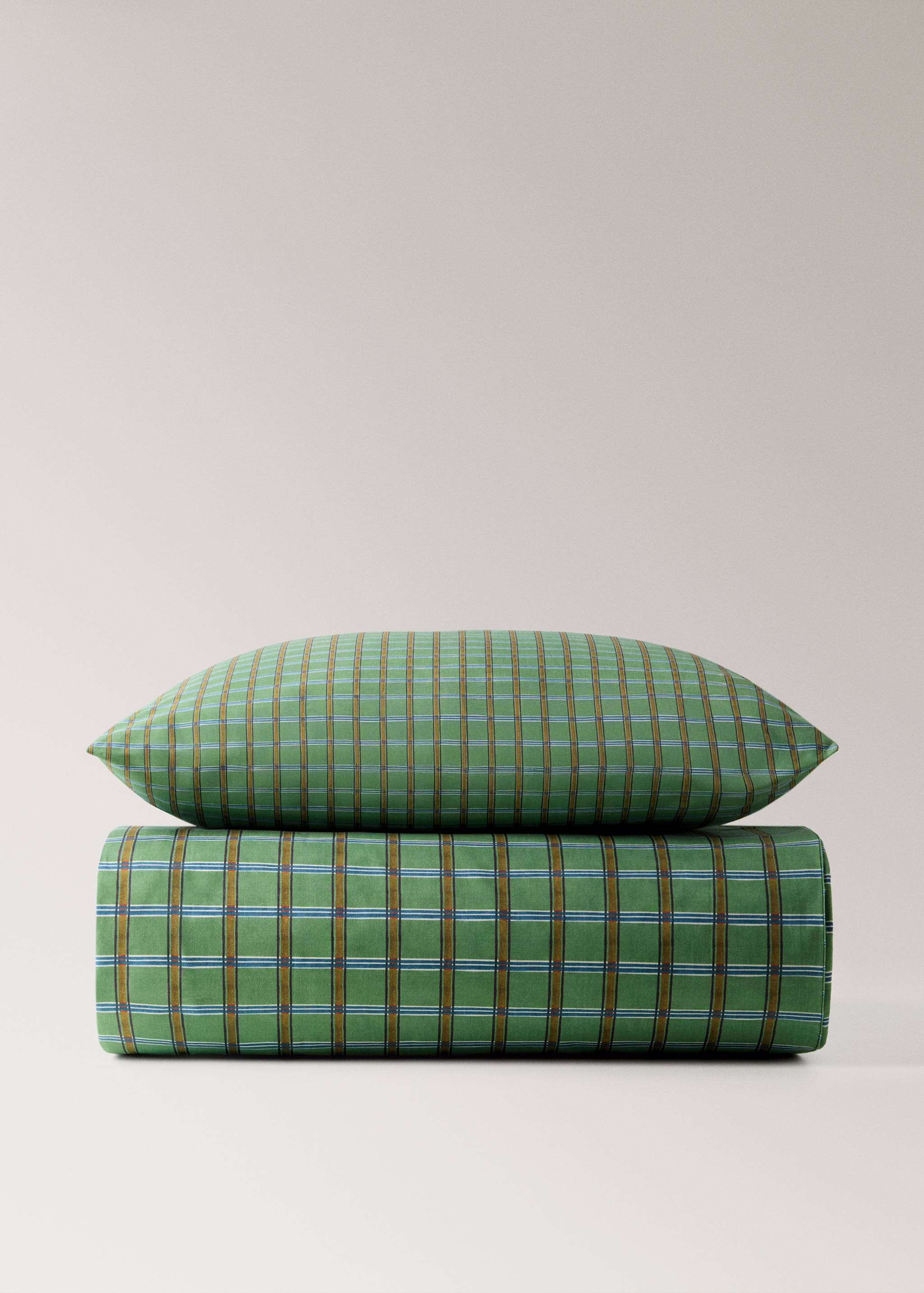 Dwustronna dziecięca poszwa na kołdrę z bawełnianego perkalu w kratkę na łóżko 90 cm - Szczegóły artykułu 4