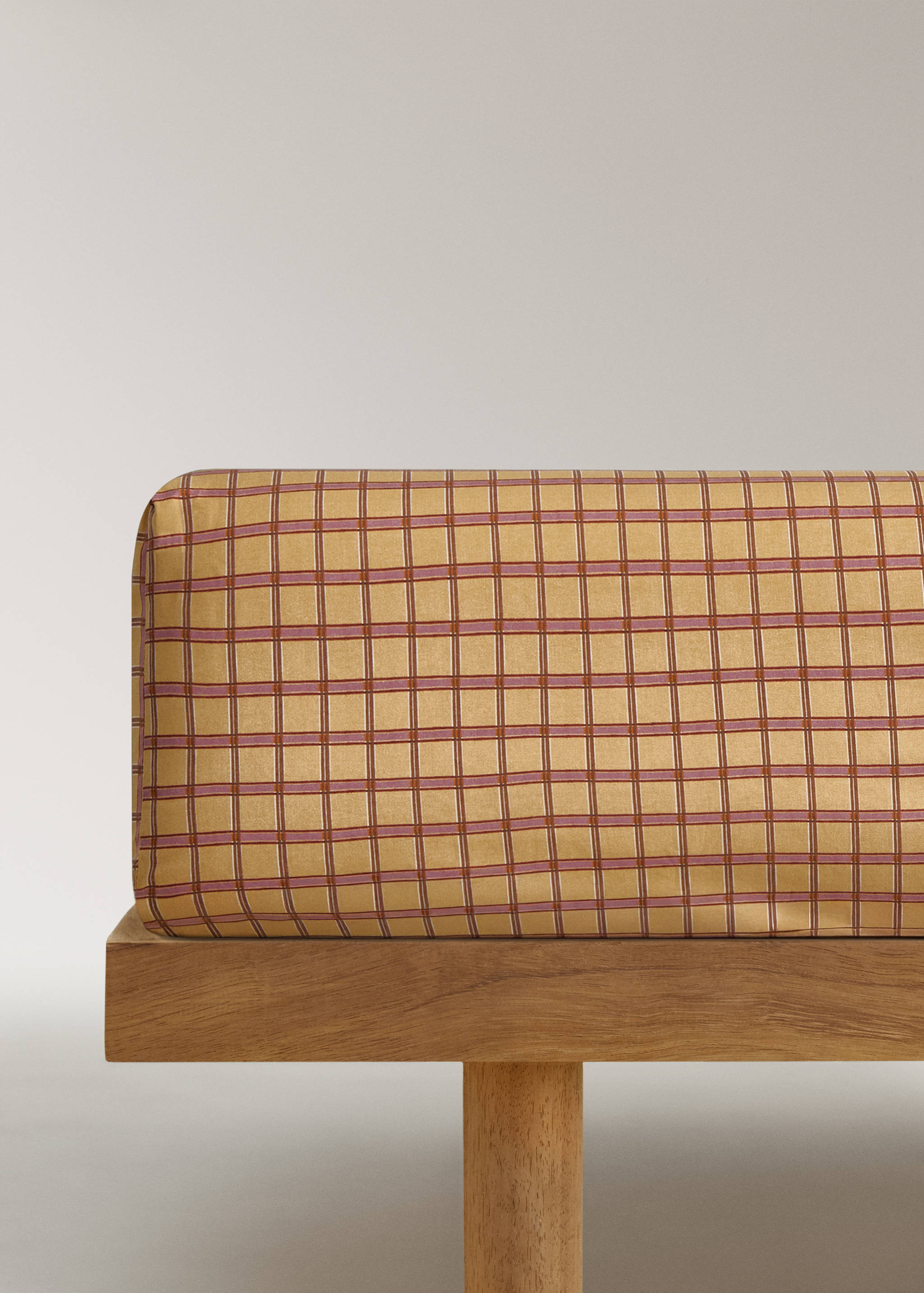 Prześcieradło z bawełnianego perkalu w kratkę na łóżko 90 cm - Artykuł bez modela/modelki