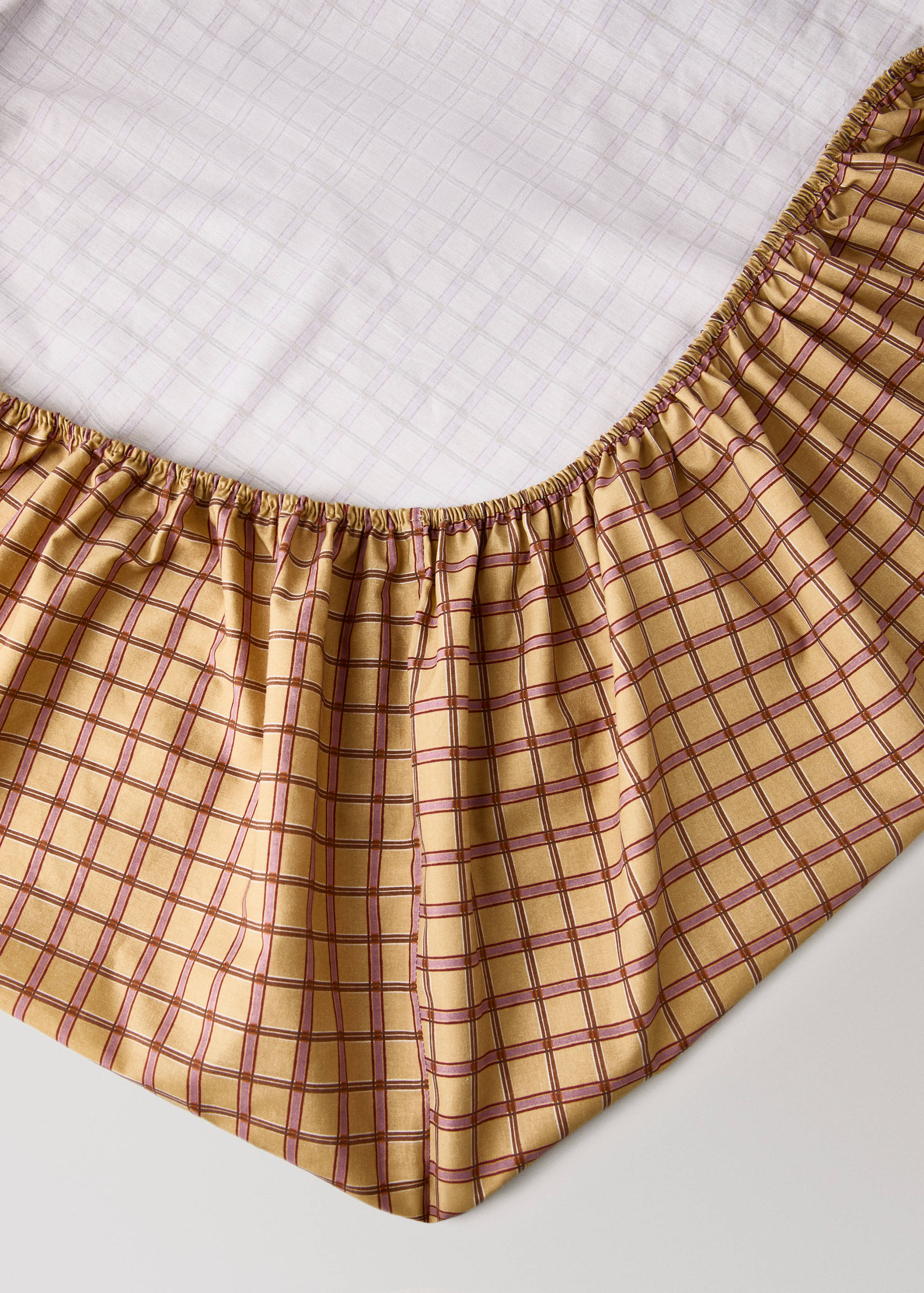 Prześcieradło z bawełnianego perkalu w kratkę na łóżko 90 cm - Szczegóły artykułu 1