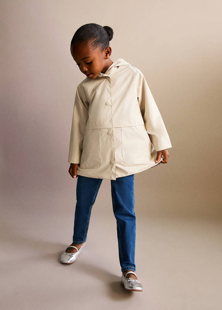 Rubberised parka with hood — Ecru